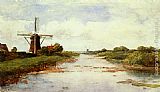Paul Joseph Constantine Gabriel Canvas Paintings - A Windmill Near Abcoude